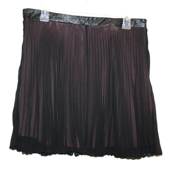 BCBG GENERATION Women's Skirt Size 12 Sheer Black over Pink Pleated Belted - Picture 2 of 2